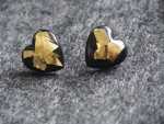 Herzohrringe Schwarzgold